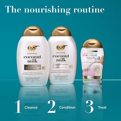 designed to be paired with ogx nourishing + coconut milk conditioner for a complete hydrating routine
