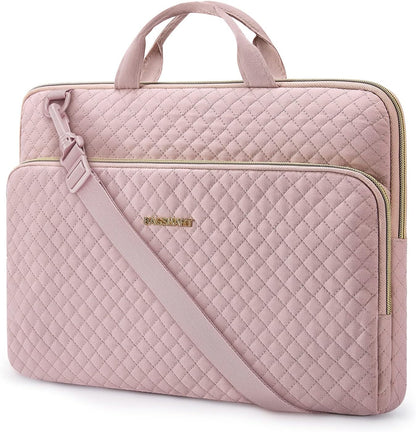 detachable and adjustable shoulder strap that tucks away for a clean handle-bag look