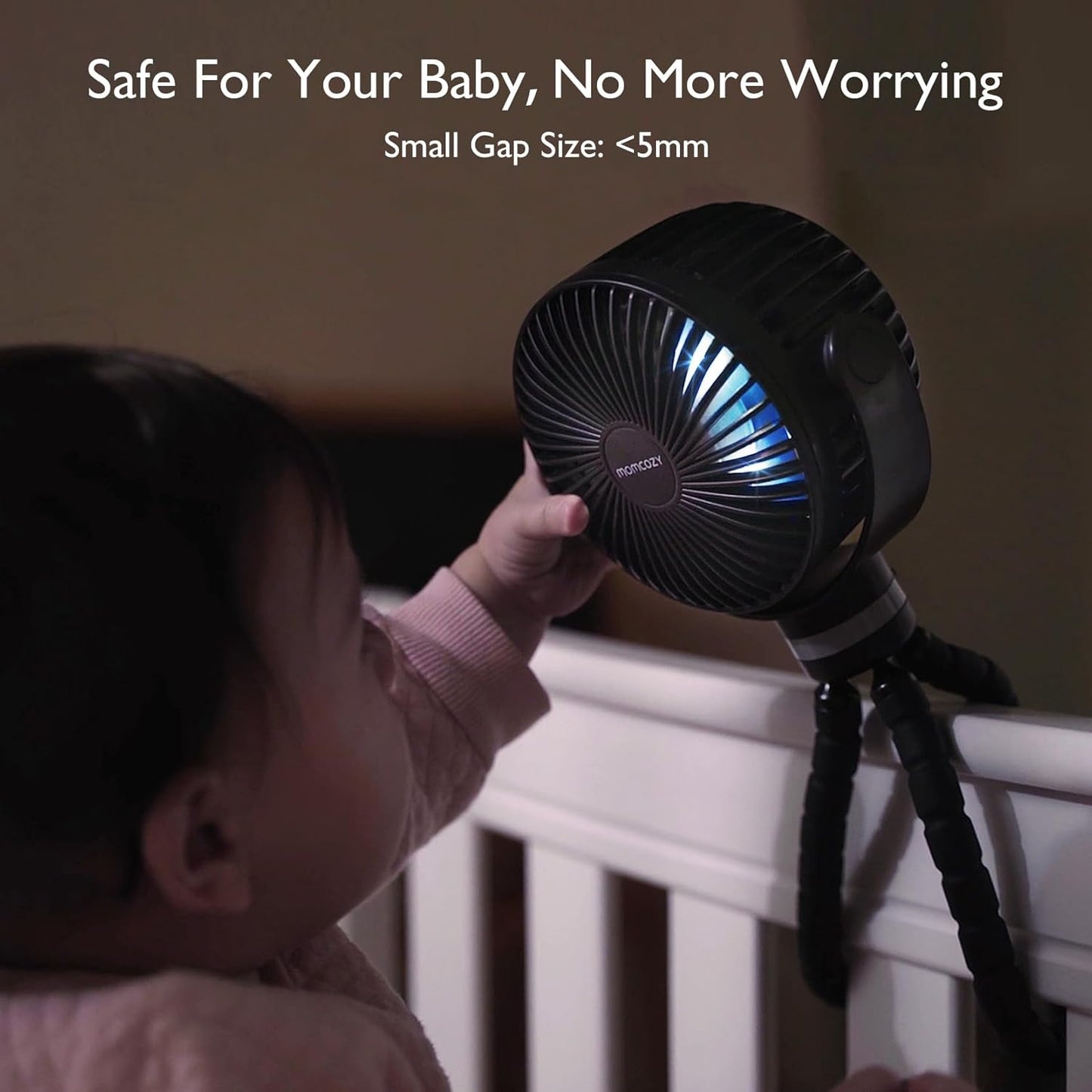 detachable fan head with flexible wraparound tripod in metal and silicone
