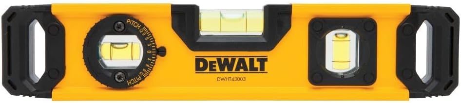 DEWALT Torpedo Level 9 Inch – Rugged Aluminum Level for Outdoor Deck and Fence Layout Work