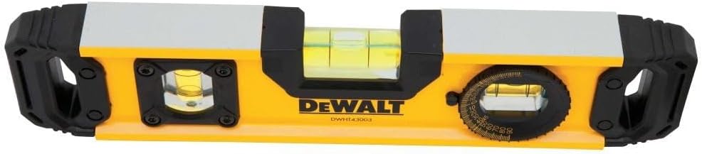 DEWALT Torpedo Level 9 Inch – Rugged Aluminum Level for Outdoor Deck and Fence Layout Work