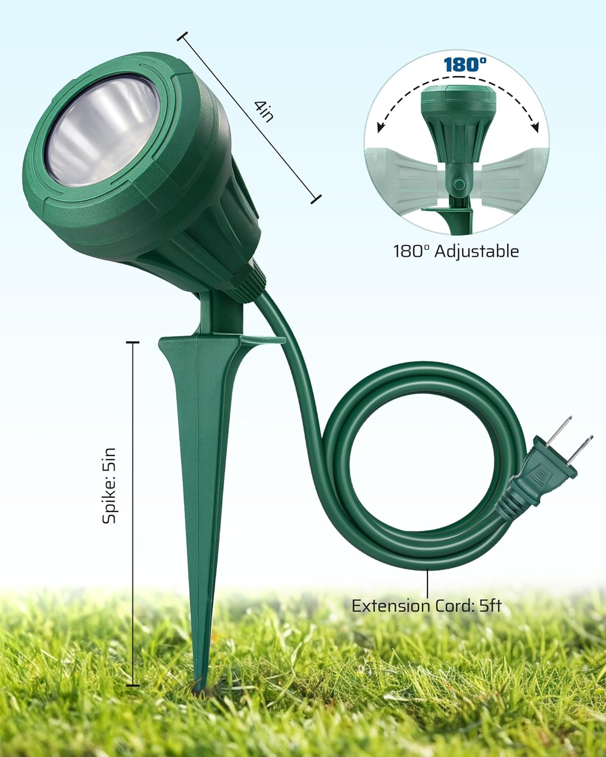 DEWENWILS Waterproof 500LM LED Spot Light – Durable Plug-in Fixture for Open-Air Dining, Garden Paths, and Lawn Events