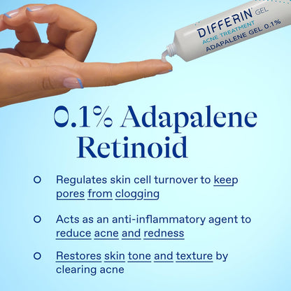 Differin Acne Gel – Uncluttered Skincare with 0.1% Adapalene, No Fuss Formula