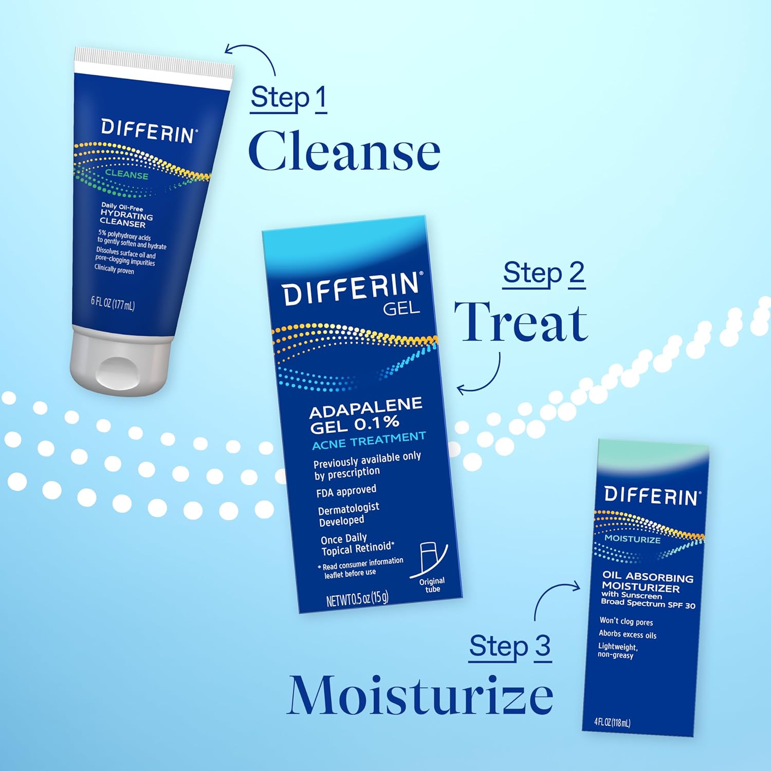 Differin Acne Gel – Uncluttered Skincare with 0.1% Adapalene, No Fuss Formula