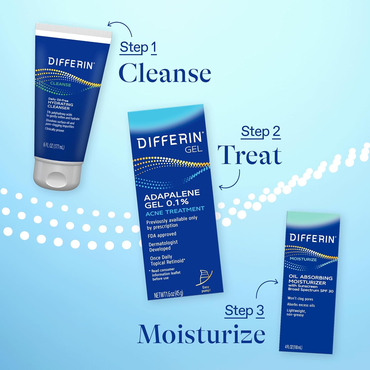 Differin Acne Treatment Gel – Nightly Skincare Ritual for Clear, Healthy Skin with 0.1% Adapalene
