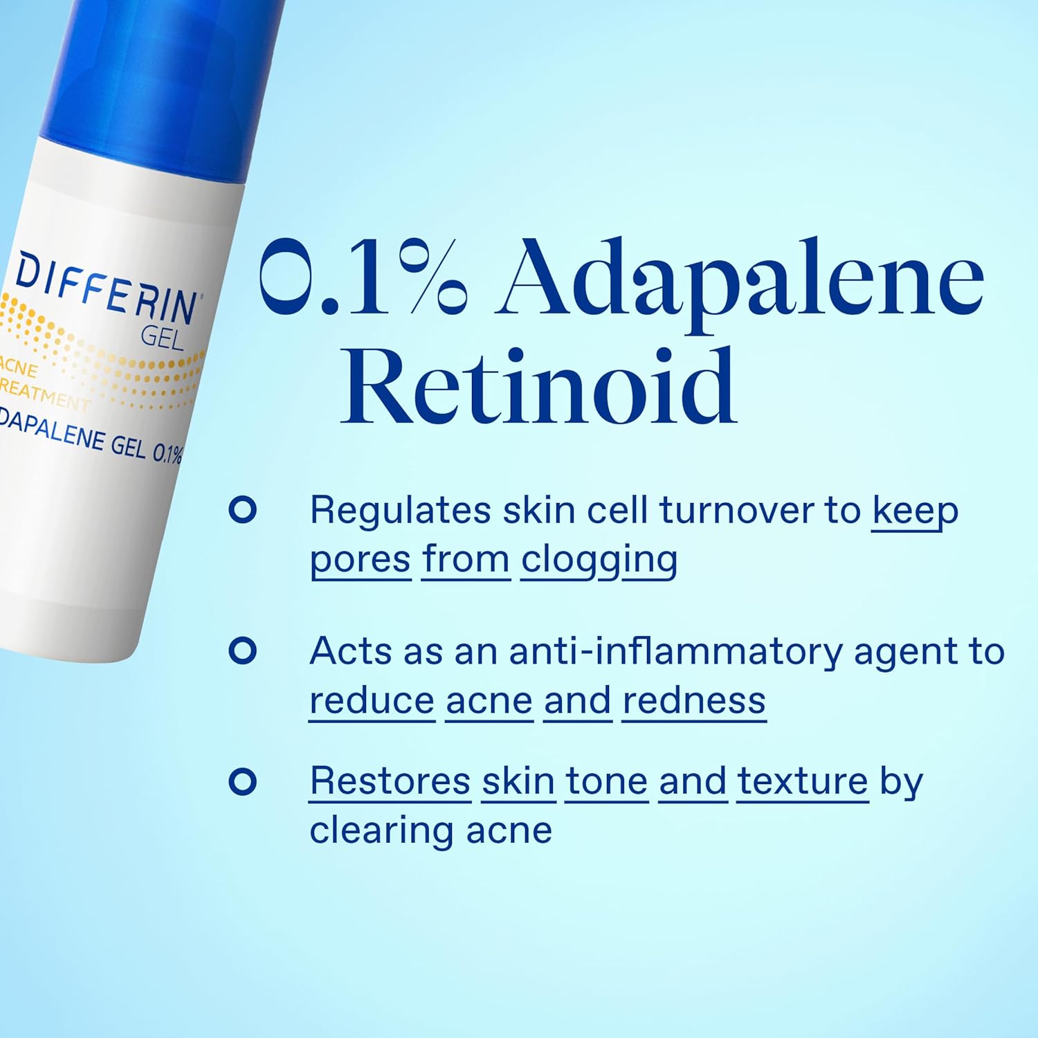 Differin Acne Treatment Gel – Nightly Skincare Ritual for Clear, Healthy Skin with 0.1% Adapalene