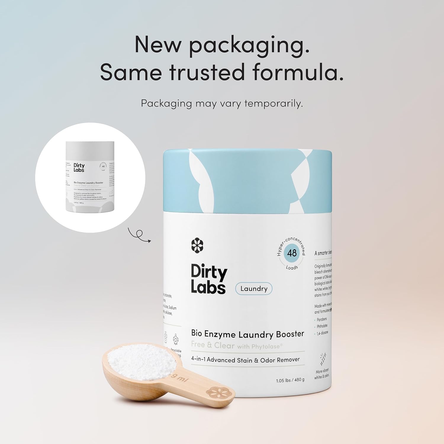 Dirty Labs Scent Free Bio Enzyme Laundry Booster for Mindful Self-Care Routines and Hypoallergenic Bed Linen Washing, 48 Loads