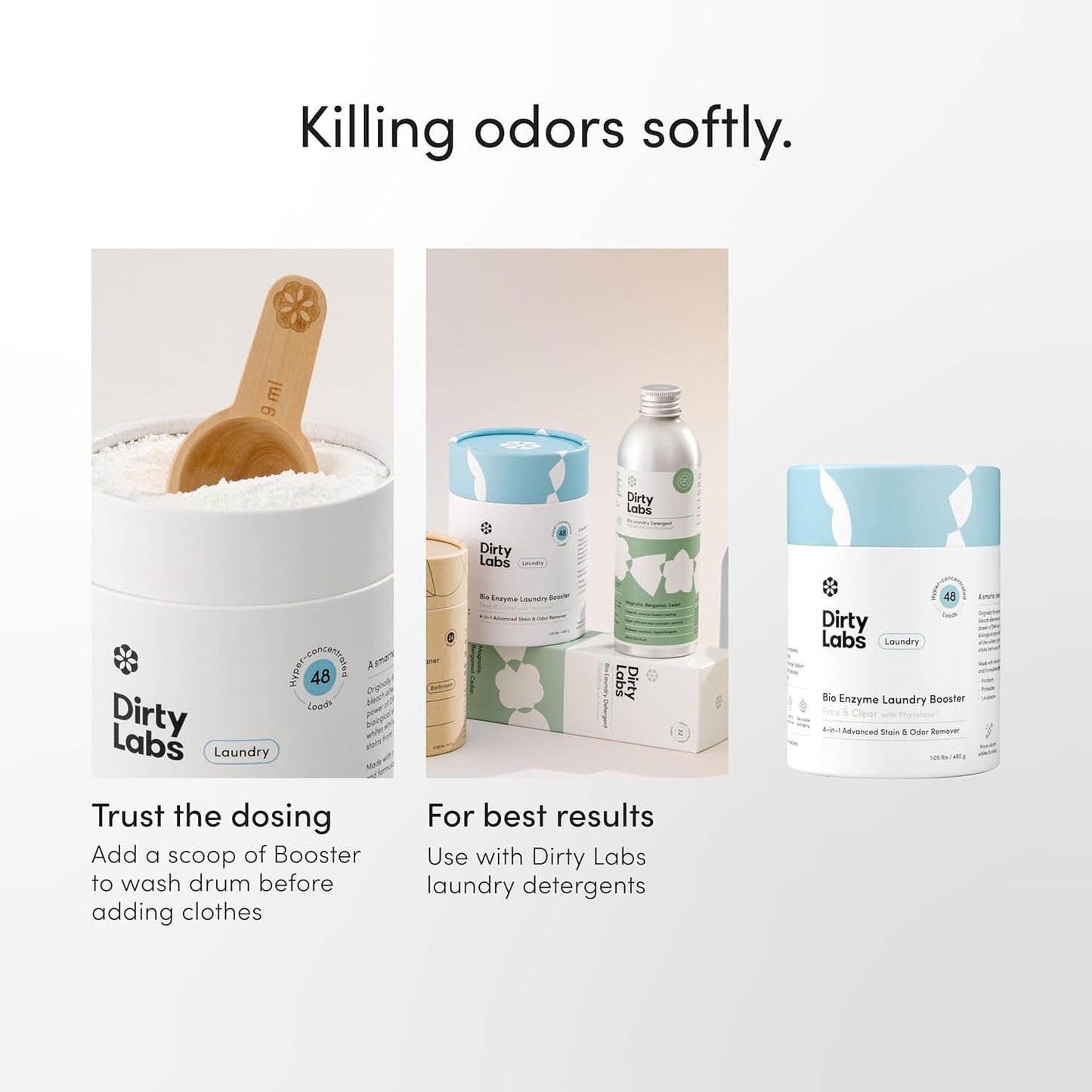 Dirty Labs Scent Free Bio Enzyme Laundry Booster for Nursery Laundry and Baby Clothes Cloth Diaper Whitening, 48 Loads
