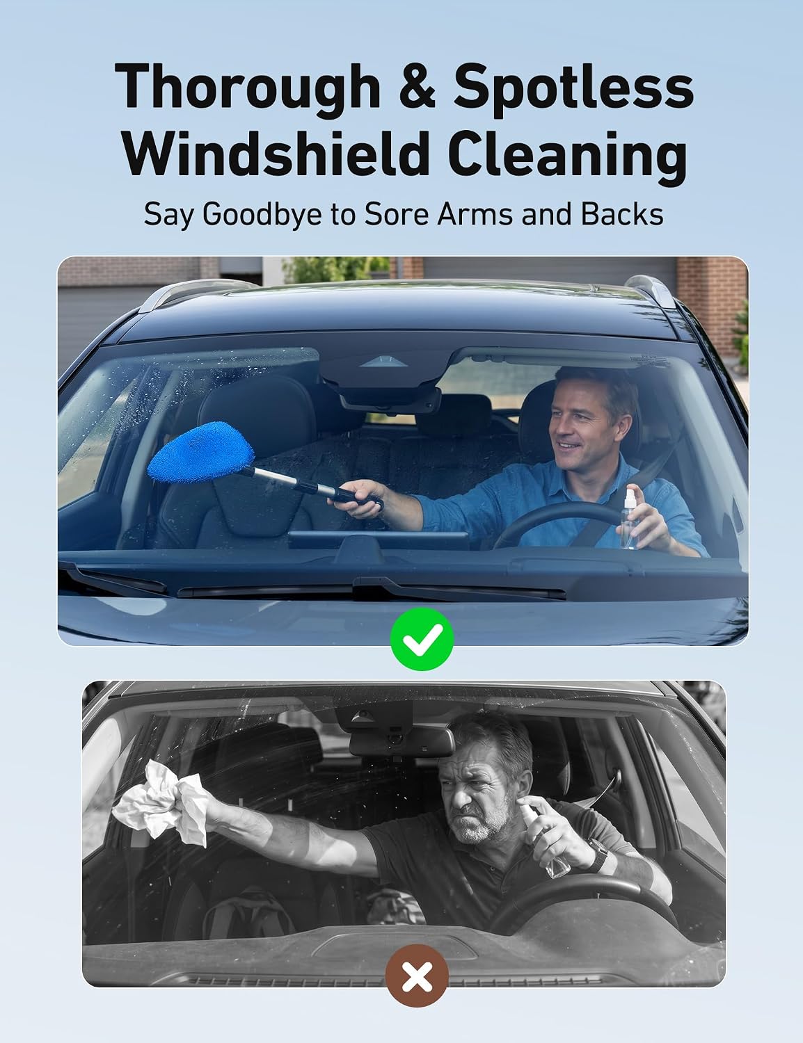 disassemblable two-piece handle for compact in-car storage