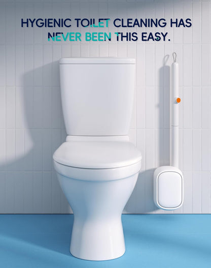 Disposable Toilet Cleaning System - Streamlined Wand and Wall Caddy for Uncluttered Half Bath Storage