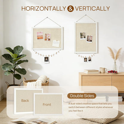 DOLLAR BOSS Double-Sided Linen Bulletin Board – Focus Workspace Pin Board for Deadlines and Priorities
