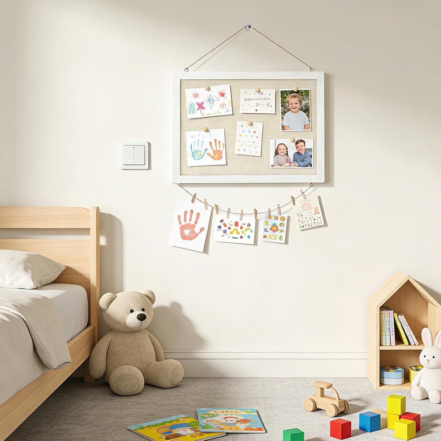 DOLLAR BOSS Double-Sided Linen Bulletin Board – Focus Workspace Pin Board for Deadlines and Priorities