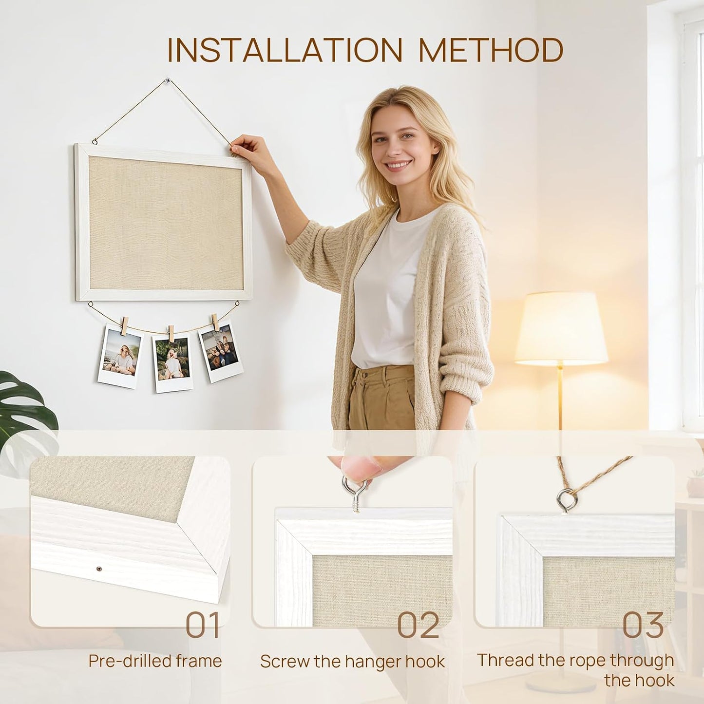 DOLLAR BOSS Double-Sided Linen Bulletin Board – Focus Workspace Pin Board for Deadlines and Priorities