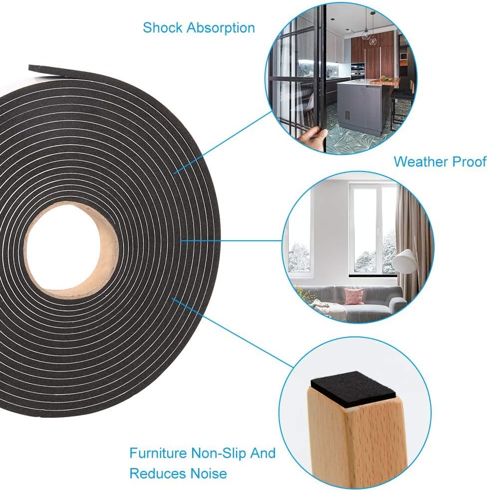Door Seal Foam Strip – Minimalist Black Weatherproofing for Living Room Window Sills and Cozy Home Edges