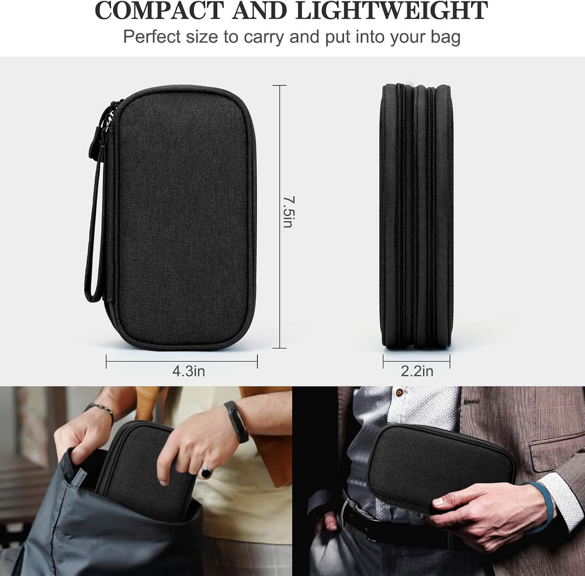 double-layer interior design with 8 compartments including see-through mesh pockets