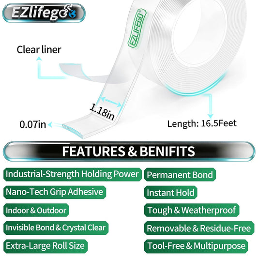 double-sided format (both sides adhesive) in crystal clear 0.07-inch thickness