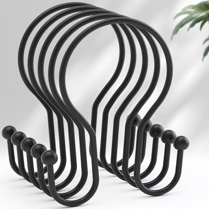 double-sided hook design that holds shower curtain and liner simultaneously