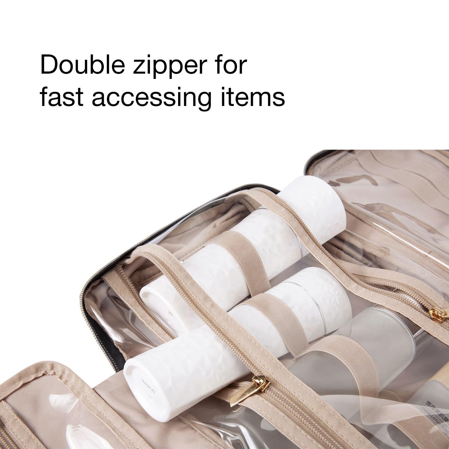 double zipper main compartment for partial access without full opening