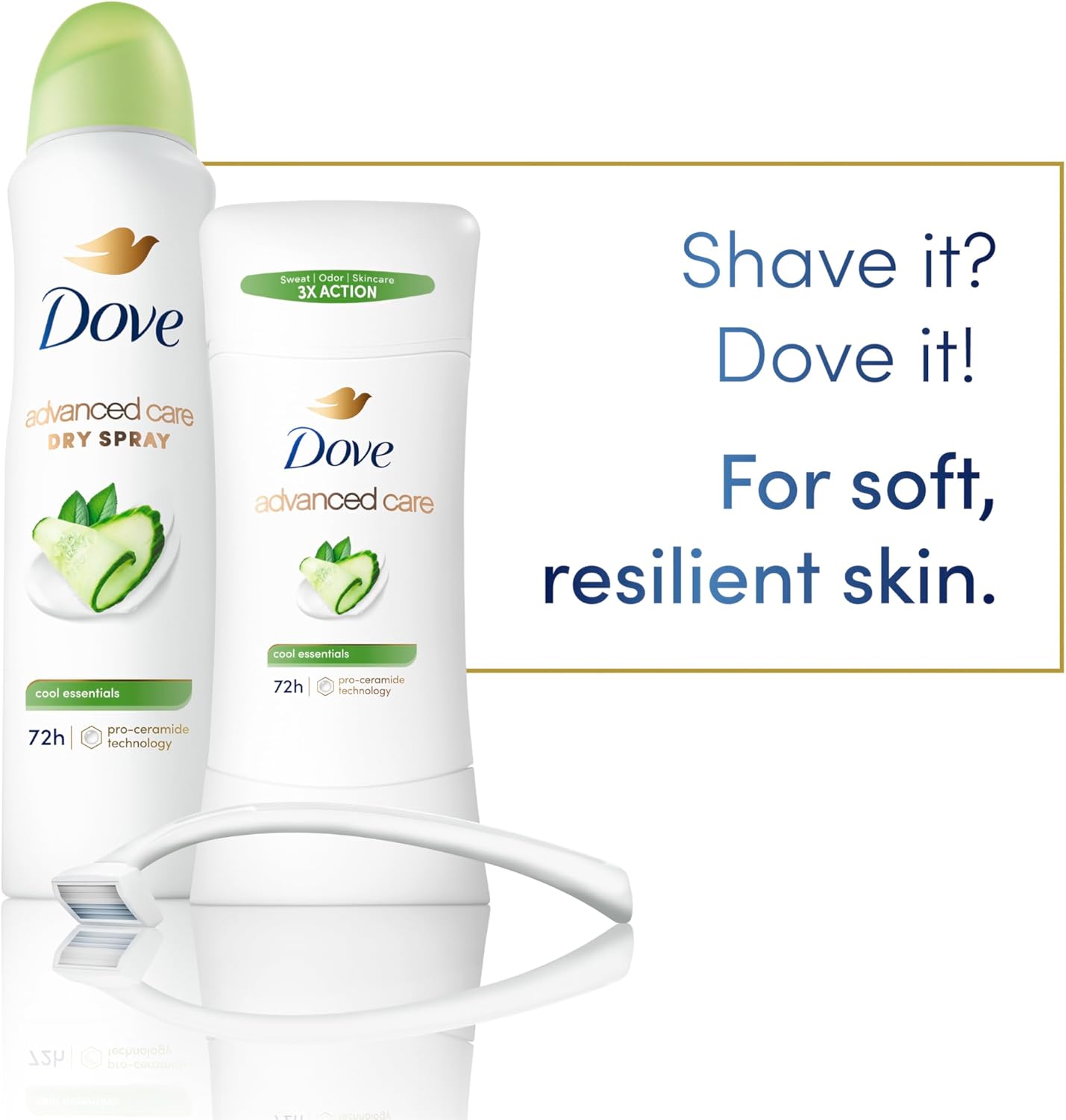 Dove Advanced Care Anti-Perspirant Stick – Nightly Skincare Ritual for Women, Pro Ceramide Repair & 72-Hour Odor Control, Cool Essentials Twin Pack 2.6 oz