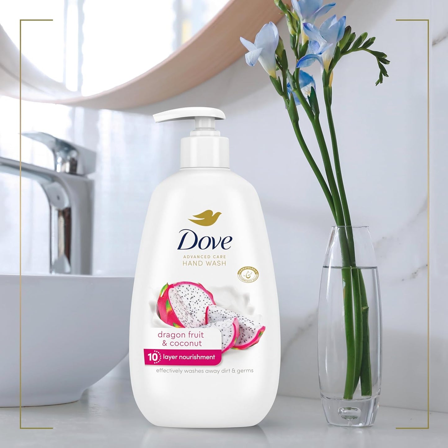 Dove Advanced Care Dragonfruit & Coconut Hand Wash 4 Count – Nightly Self-Care Ritual for Dry Hands in the Master Bathroom