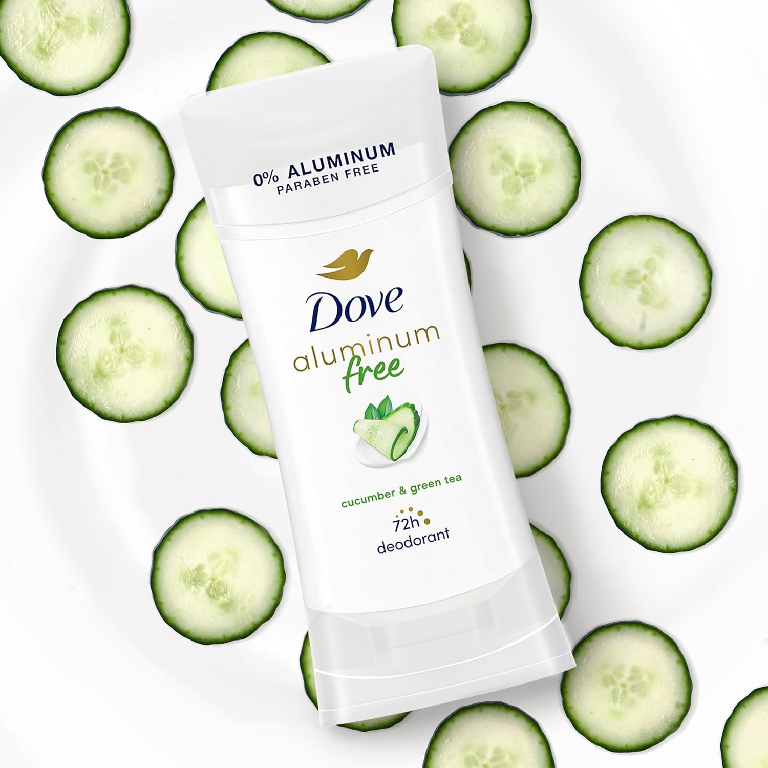 Dove Aluminum Free Deodorant for Women Sensitive Skin – Cucumber Green Tea Stick for a Calming Post-Shower Self-Care Ritual, 2.6 oz