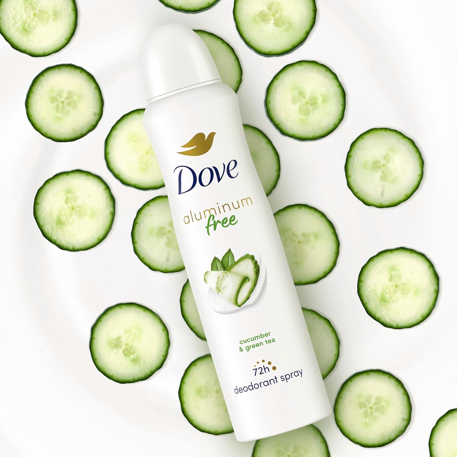 Dove Aluminum Free Deodorant Spray Cucumber & Green Tea Botanical Scent Layering for Women 3 Count 4 oz