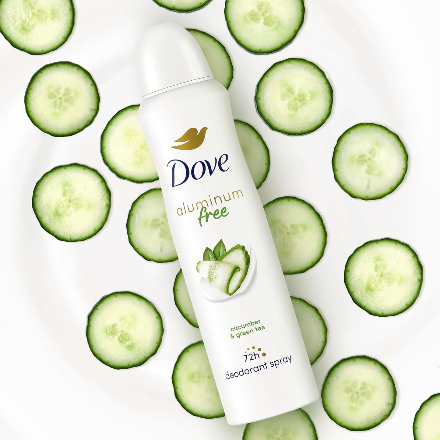 Dove Aluminum Free Deodorant Spray for Women Cucumber & Green Tea Daily Self-Care Ritual 4 oz Pack of 3