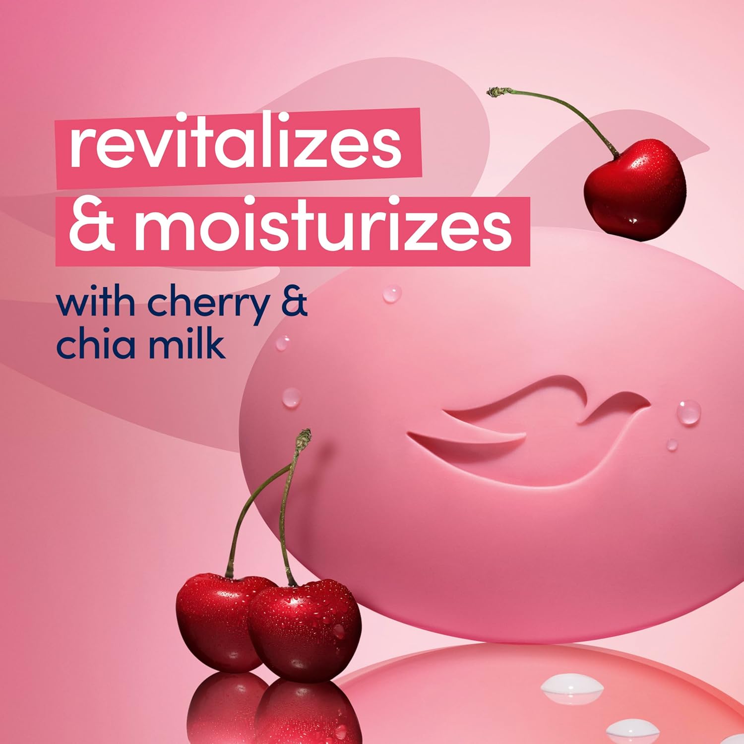 Dove Beauty Bar Revitalizante Cherry & Chia – Gentle Family Bar Soap for Kids' Bathroom, 6 Pack