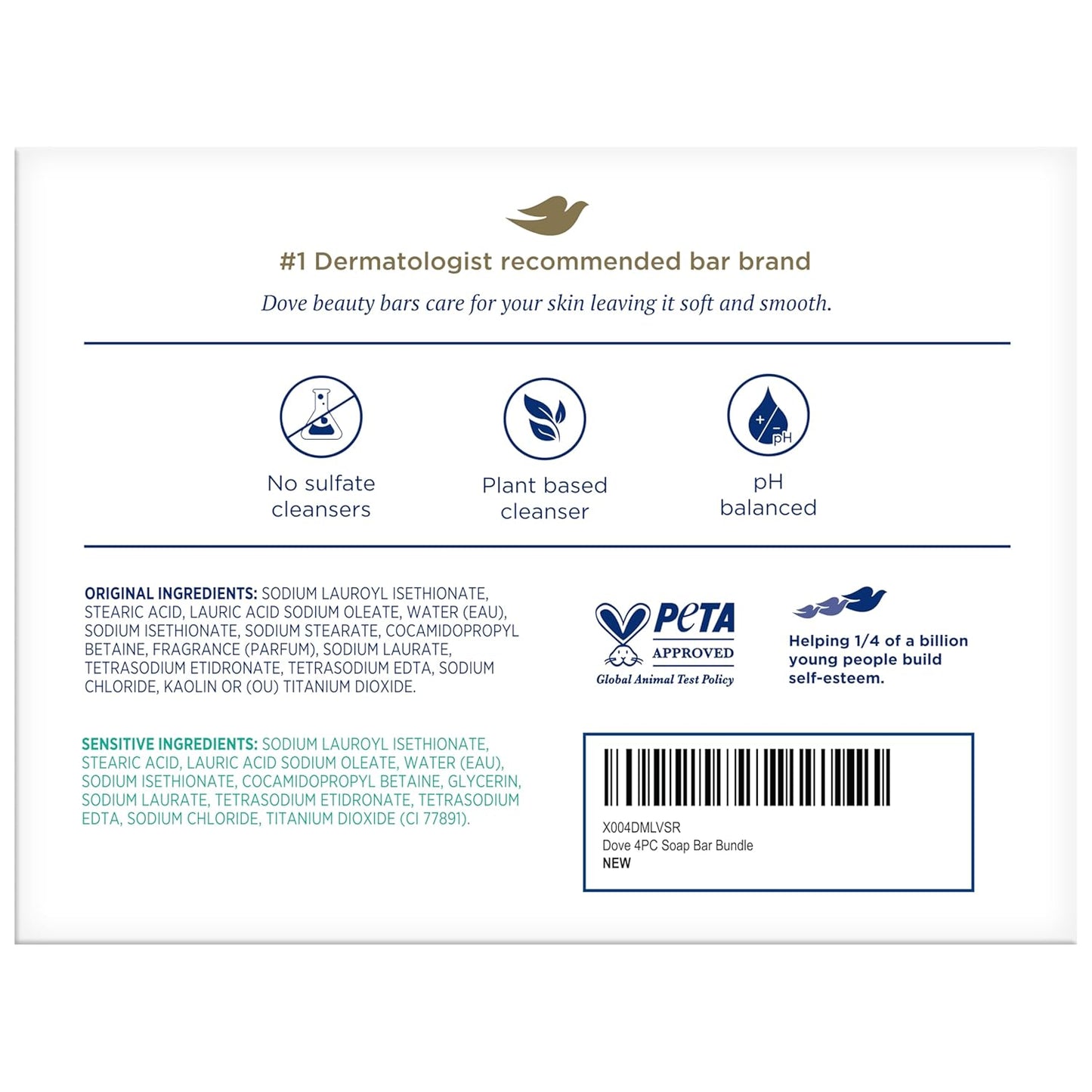 Dove Beauty Bar Variety Pack – Thoughtful Practical Gift for Mom, Spouse, and Teens, Sensitive Skin & Original, 2.6 Oz (Pack of 4)