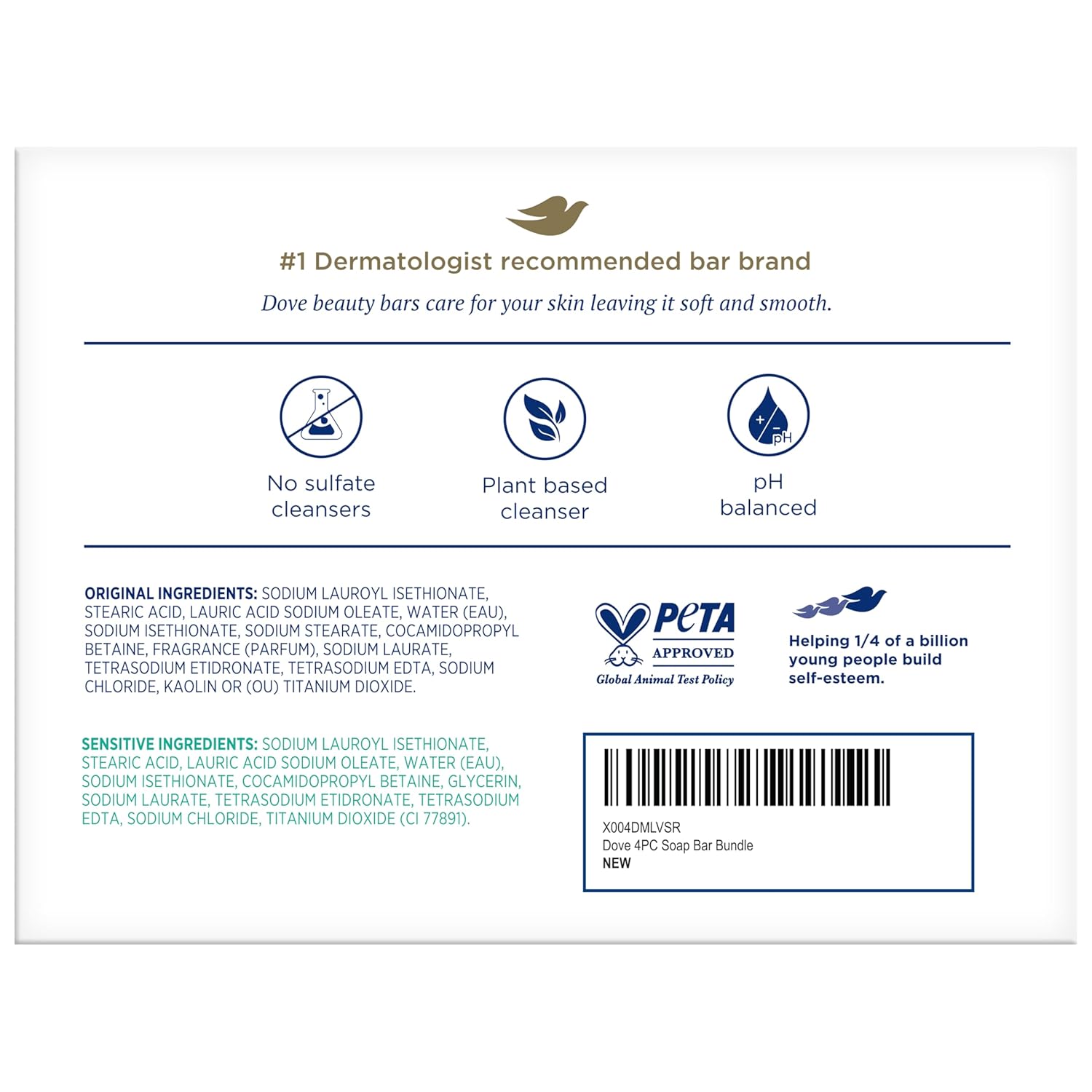 Dove Beauty Bar Variety Pack – Thoughtful Practical Gift for Mom, Spouse, and Teens, Sensitive Skin & Original, 2.6 Oz (Pack of 4)