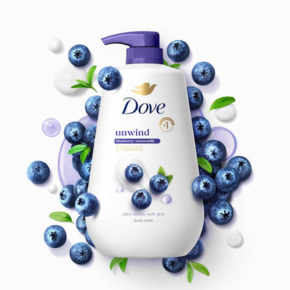 Dove Body Wash Unwind Blueberry & Moon Milk – Fragrance-Rich Shower Cleanser for a Sensory Escape at Home