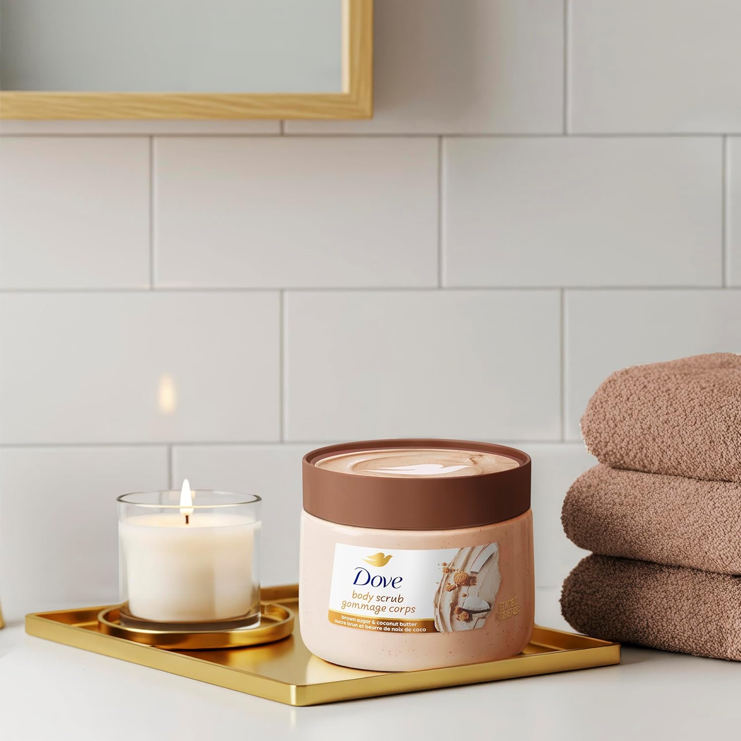 Dove Brown Sugar and Coconut Body Scrub – Aromatherapy Shower Ritual for Dry Skin, 15 oz