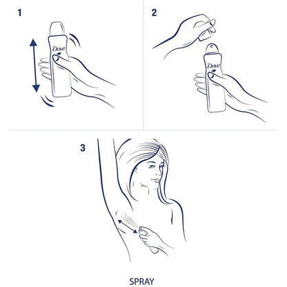 Dove Dry Spray Antiperspirant Sheer Fresh – Travel-Sized Sweat Control for Camping and Hiking, 3-Pack