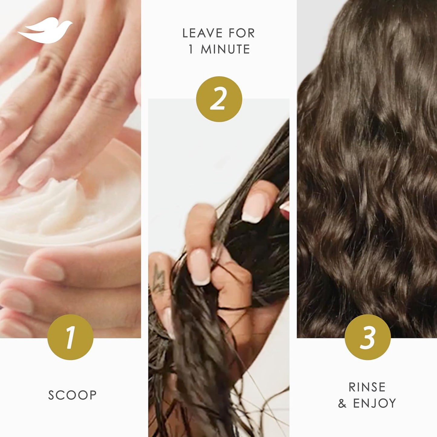 Dove Hair Intensive Repair Mask – Self-Care Wind Down for Heat-Damaged Strands, 1-Minute Deep Conditioning