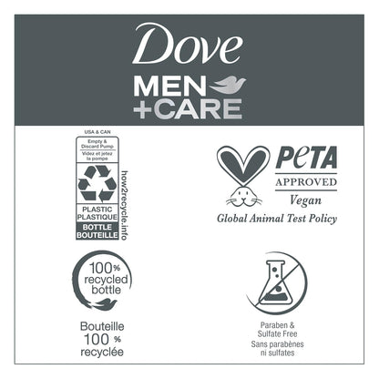 Dove Men+Care 2-in-1 Shampoo + Conditioner for Thick & Full Hair – One-Bottle Simplification for Clean Bathroom Counters, 17.5 fl oz