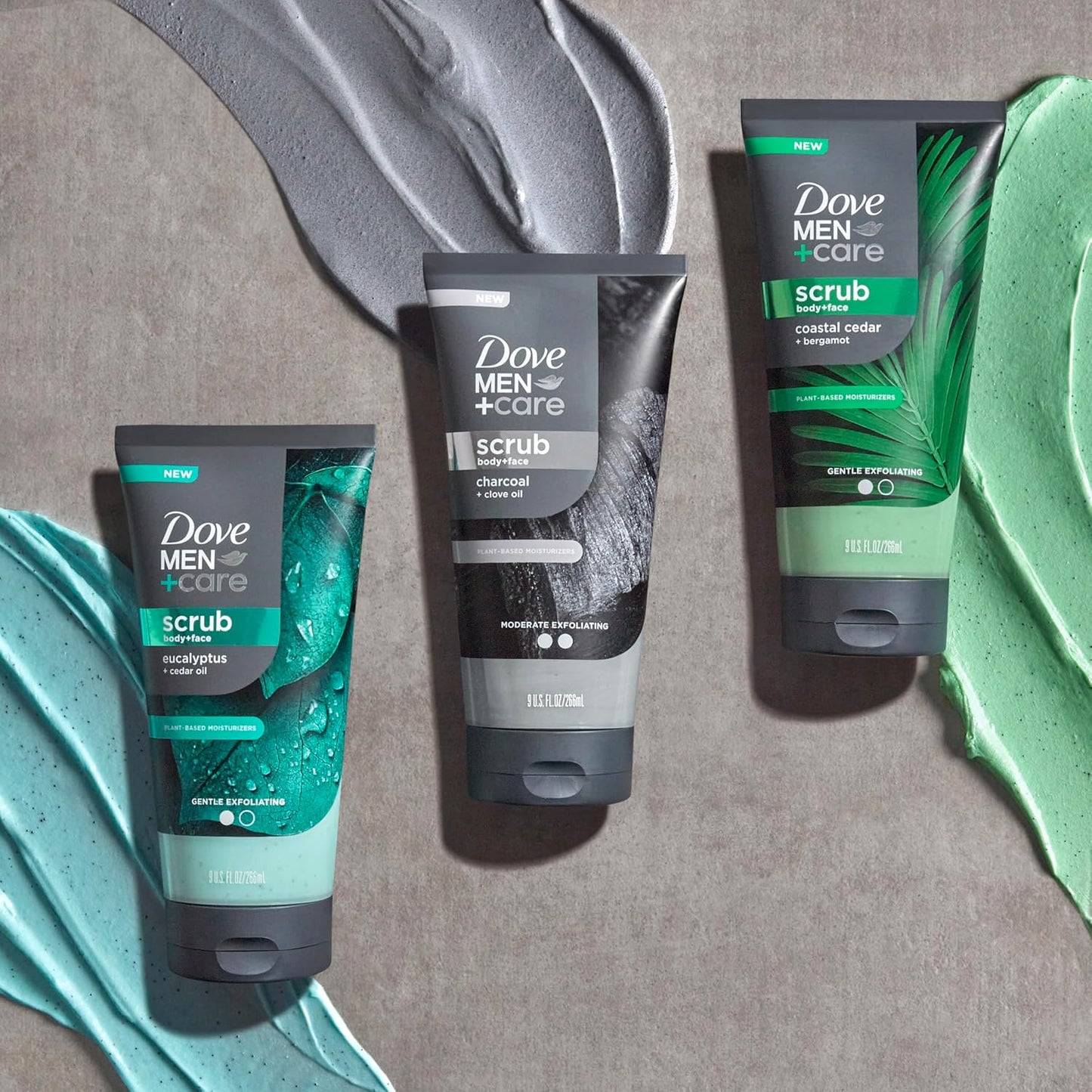 DOVE MEN + CARE Body and Face Scrub Eucalyptus — Thoughtful Birthday Gift for Men Who Skincare, Vegan Daily Exfoliator
