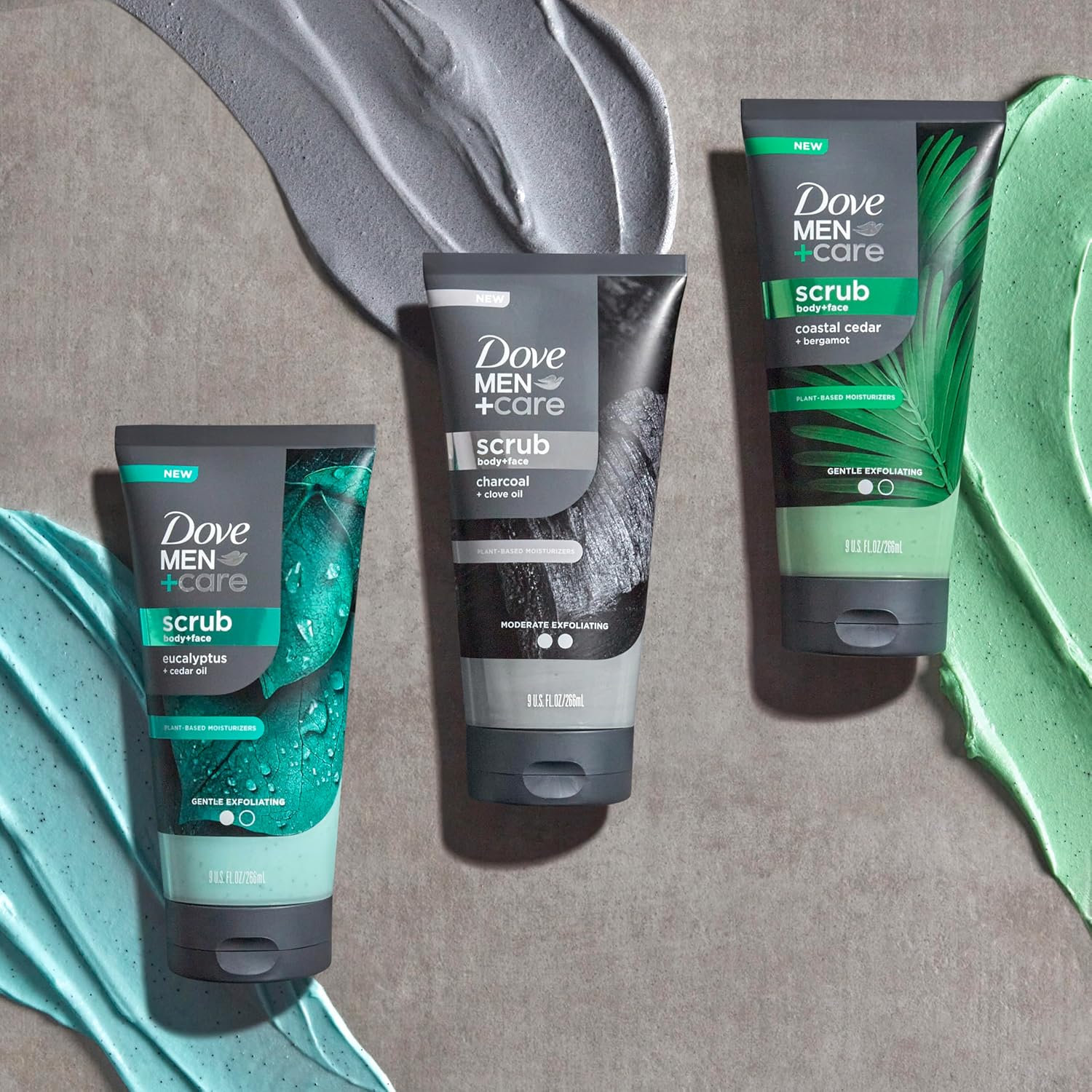 DOVE MEN + CARE Body and Face Scrub Eucalyptus — Thoughtful Birthday Gift for Men Who Skincare, Vegan Daily Exfoliator