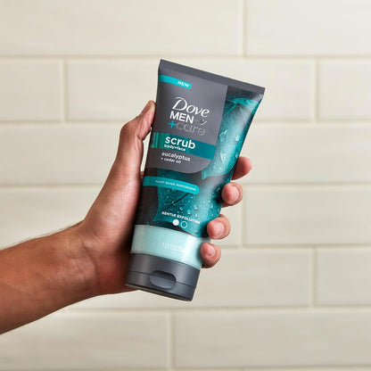 DOVE MEN + CARE Body and Face Scrub Eucalyptus — Thoughtful Birthday Gift for Men Who Skincare, Vegan Daily Exfoliator