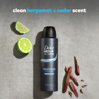 Dove Men+Care Clean Comfort Anti-Perspirant Spray for Travel and Extended Adventure Protection