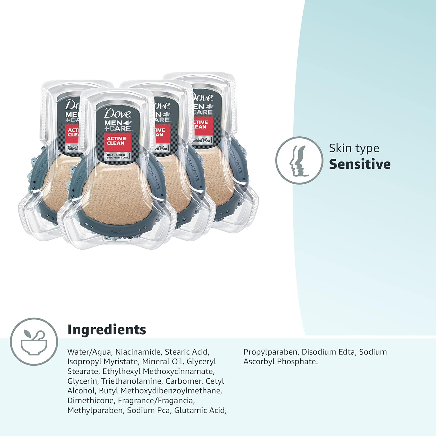 DOVE MEN + CARE Shower Tool 4 Pack – Thoughtful Birthday Gift for Him, Everyday Grooming Upgrade