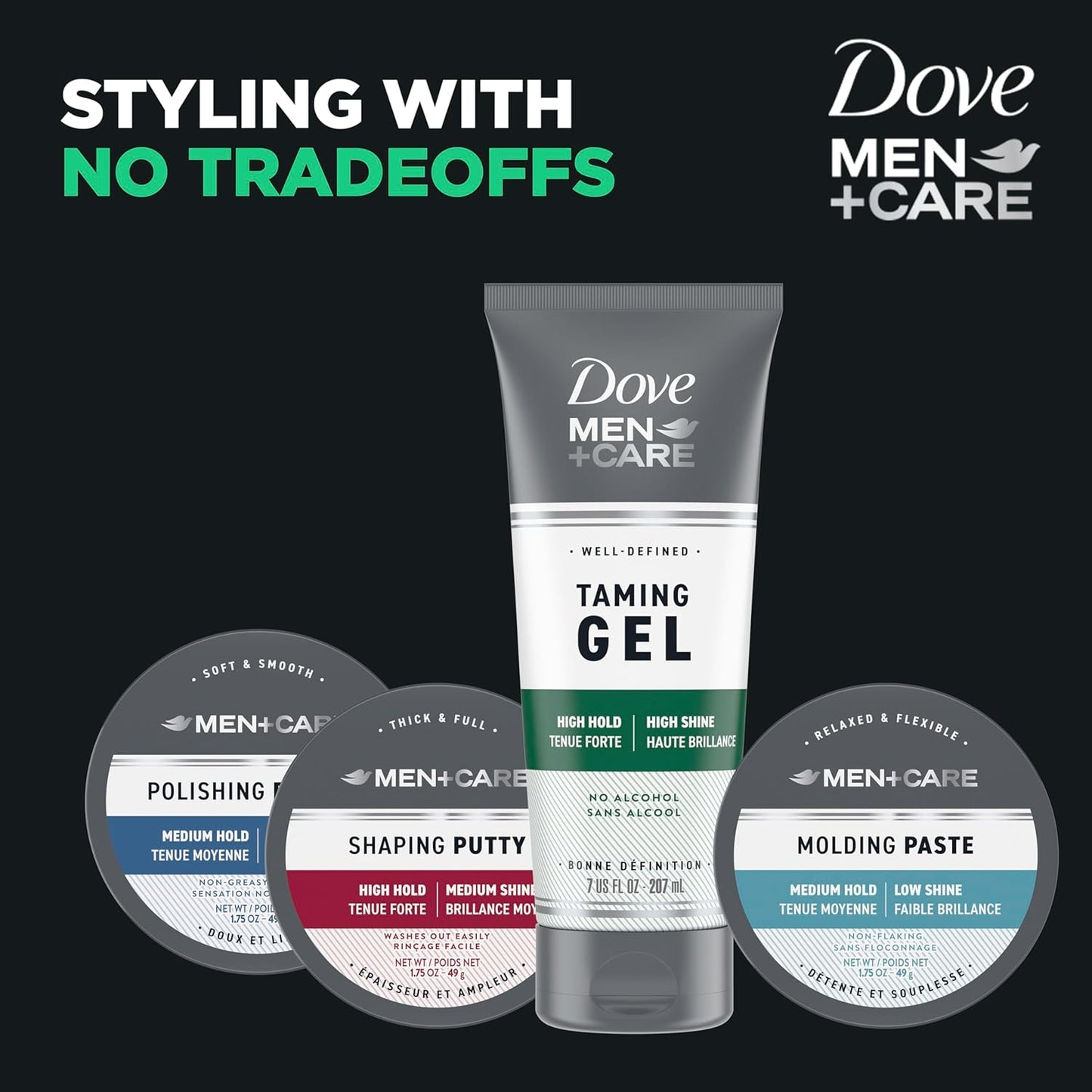 Dove Men+Care Strong Hold Styling Gel – Practical Father's Day and Birthday Gift for Husbands, Dads and Brothers, 7 oz 3-Pack