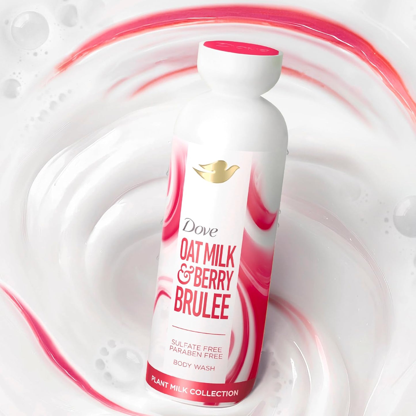 Dove Plant Milk Body Wash Oat Milk & Berry Brulee – Premium Dessert-Scented Indulgence for Master Bathroom, 17.5 fl oz