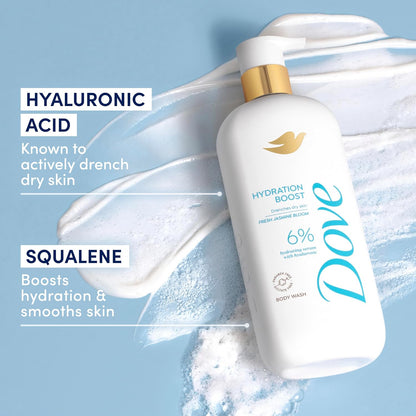 Dove Serum Body Wash Hydration Boost – Clean, Simple 6% Hydrating Serum Body Wash, One Pump Lather, 18.5 Fl Oz