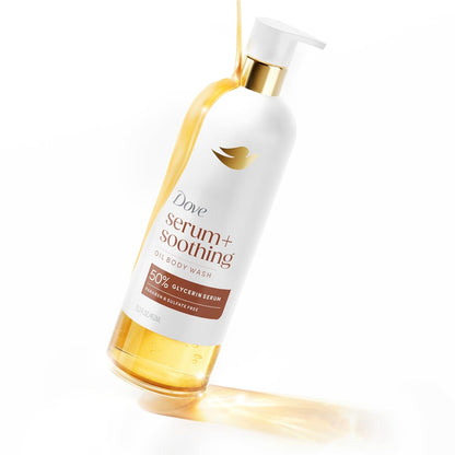 Dove Shower Oil Body Wash with Glycerin Serum, Almond Oil & Sandalwood – Nightly Wind-Down Shower Ritual for Dehydrated Skin, 15.3 fl oz