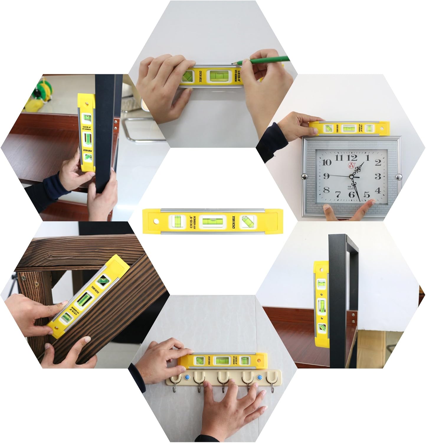 DOWELL 9 Inch Magnetic Torpedo Level – Picture Hanging and Mirror Leveling for Living Room Walls