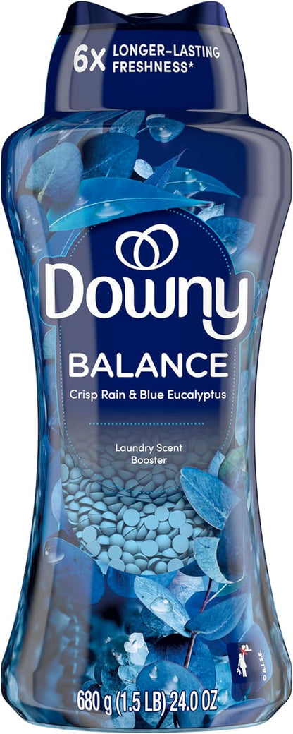 Downy Balance In-Wash Scent Booster Beads – Rain & Blue Eucalyptus Aroma for Yoga Room Linens, 6x Longer-Lasting Freshness