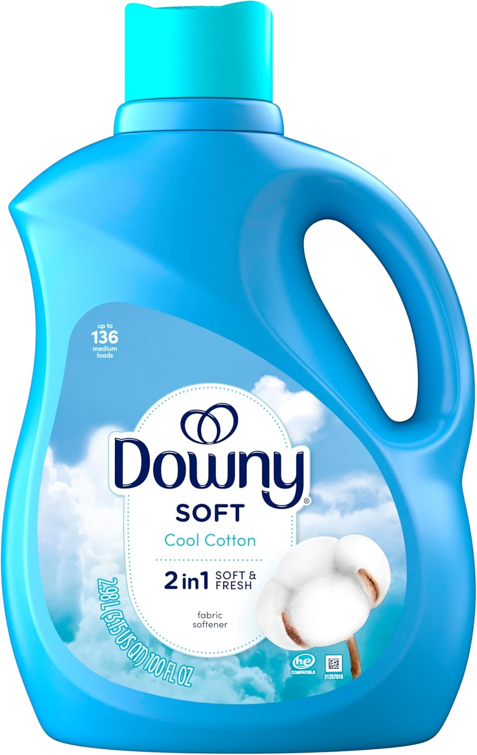 Downy Cool Cotton Fabric Softener – Self-Care Laundry Upgrade for a Calming Bedtime Routine, 136 Loads