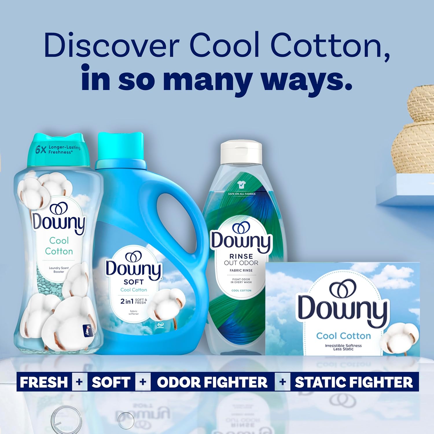 Downy Cool Cotton In-Wash Scent Booster Beads – 24 oz Long-Lasting Fresh Laundry Fragrance for Bath Towels and Nightly Wind-Down Routine