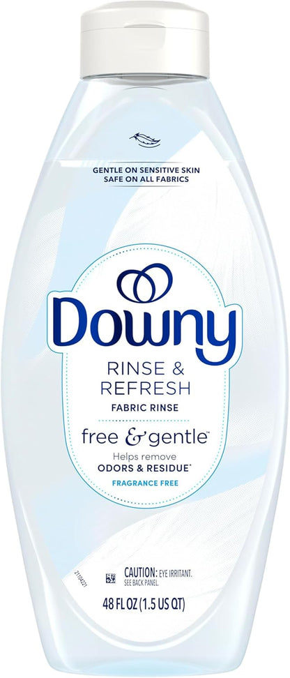 Downy Free & Gentle Rinse Laundry Odor Remover for Baby Clothes and Cloth Diapers, Scent-Free Laundry Odor Remover and Fabric Softener