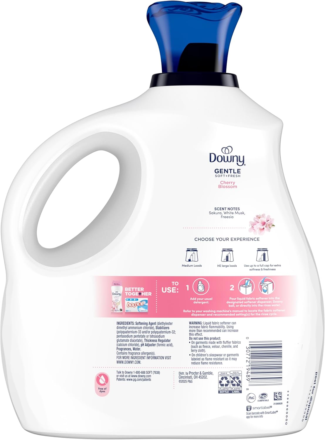 Downy Gentle Soft + Fresh Fabric Softener Liquid – Baby-Safe Laundry Softener for Nursery Clothes, Dye-Free and Heavy-Perfume-Free Formula